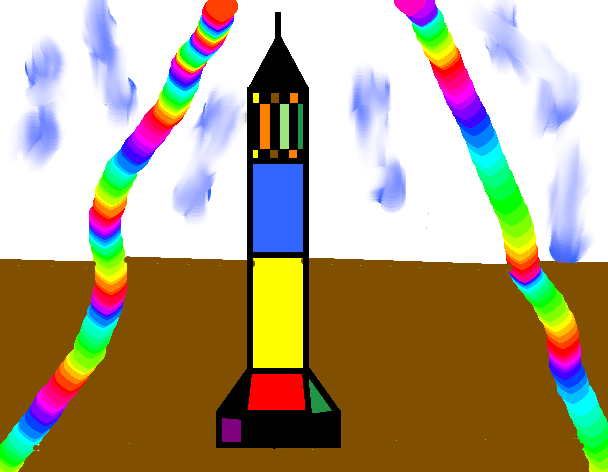 Tux Paint drawing: 'Rainbow Rocket'
