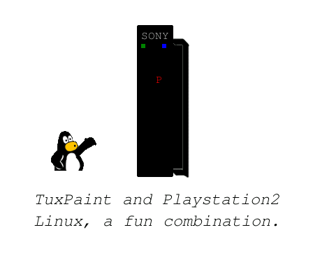 Tux Paint drawing: 'Tux Paint on PlayStation2'