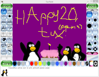 "Happy 20 Years, Tux Paint!!!", by Luiz