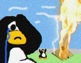 "lightning strikes tux's tent", by Relaxed