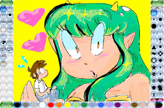 "Lum and Little Ataru (Urusei Yatsura fan art)", by neon / rabbit