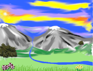 "Untitled (Mountains and Stream)", by Lidia