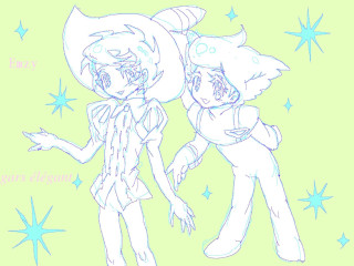 "Sapphire (Princess Knight) and Bem (Astro Boy) [Osamu Tezuka fan art]", by emzy
