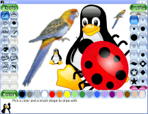 Scaling up PNG bitmap and SVG vector clipart with Tux Paint's Stamp tool