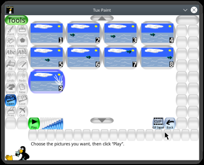 Tux Paint 0.9.25 slideshow dialog screenshot