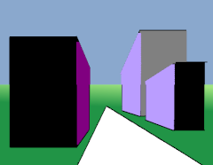 A drawing made in Tux Paint using the 1-Point Perspective drawing tool