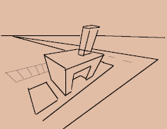 A drawing made in Tux Paint using the 3-Point Perspective drawing tool