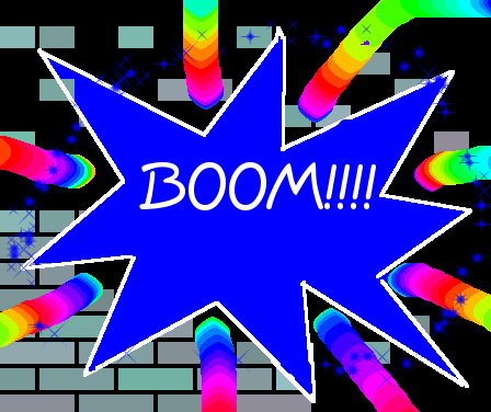Tux Paint drawing: 'BOOM!!!!'