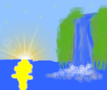 Tux Paint drawing: 'Water Fall'