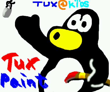 Tux Paint drawing: 'Tux Paint title in Tux Paint'
