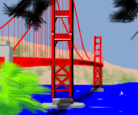 Tux Paint drawing: 'Golden Gate Bridge'