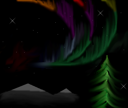 Tux Paint drawing: 'Northern Lights'