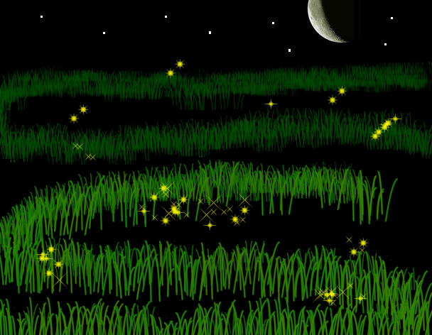 Tux Paint drawing: 'Firefly Swamp'