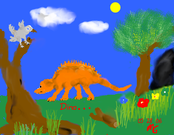 Tux Paint drawing: 'Dino'