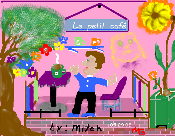 Tux Paint drawing: 'Le petit cafe'