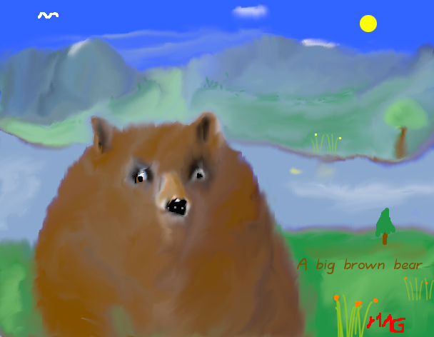 Tux Paint drawing: 'A big brown bear'