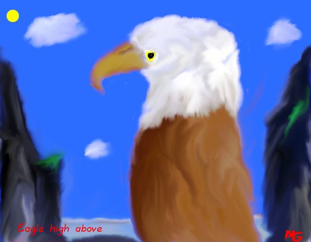 Tux Paint drawing: 'Eagle high above'