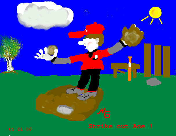 Tux Paint drawing: 'Strike Out Ace'